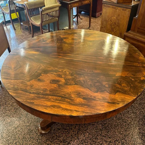 Antico tavolo tondo inglese Vittoriano